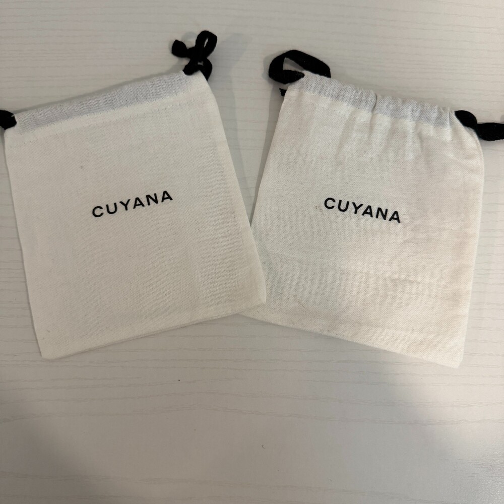 Cuyana Set‎ of 2 Small White Drawstring Dust Bags Jewelry Pouches